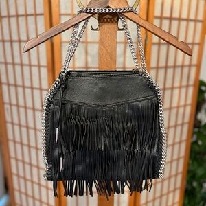 Black Fringe Chain Shoulder Bag